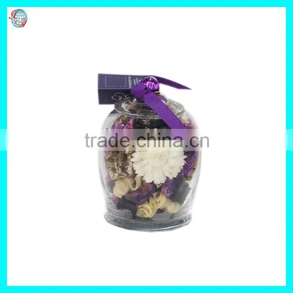 Scented Potpourri With Handmade White Sola Flower In Glass Vase