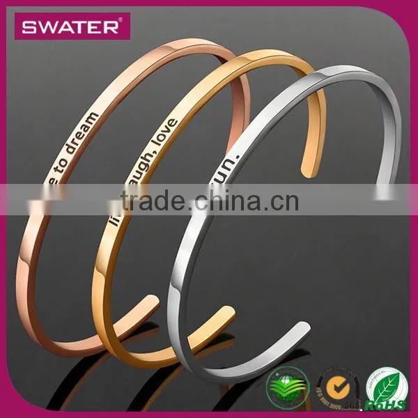 Popular 2016 Hot Sell Women Engraved Silver Handcuff Bracelet