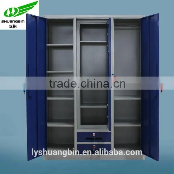 Indian 3 Door Steel Almirah Designs for Bedroom Wardrobe