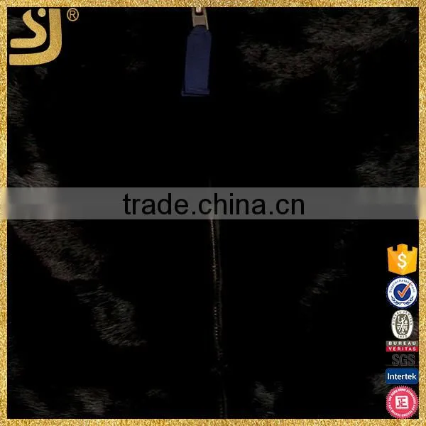 SHANGYI Black 3/4 Sleeve Zipper Cropped Fur Coat for Woman photo-5