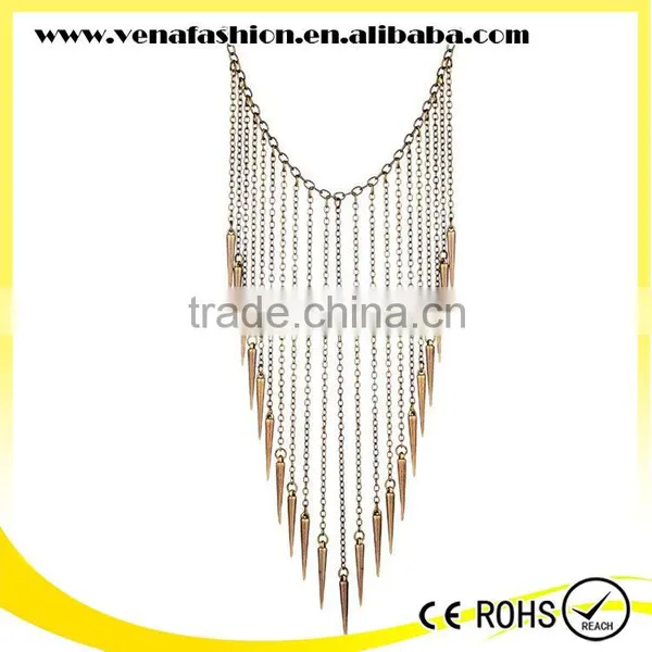 Gold Silver Bullet Tassel Women Accessories Necklace photo-5