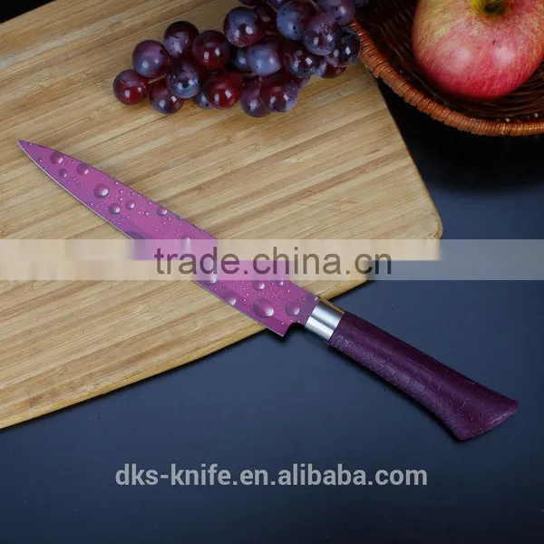 KP1403-S New Designed 8 Inch Carving Non-stick Stainless Steel Color Coating Kitchen Knife