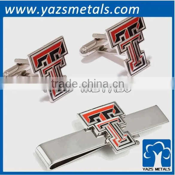 Red Raiders Tie Bars and Cufflinks, Custom Made Metal Tie Clip With Design