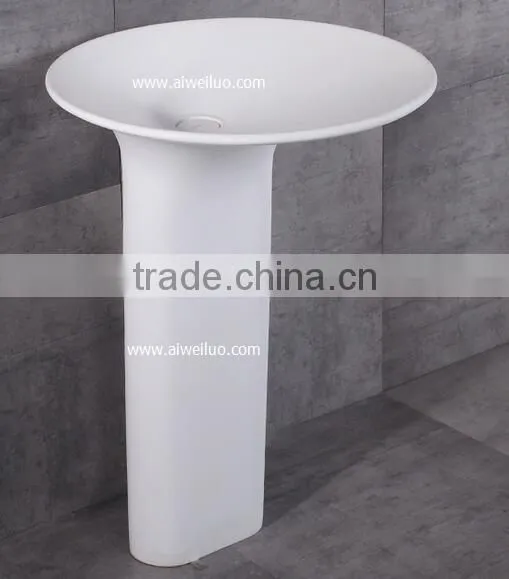 Customized Half Pedestal Wash Basin / Solid Surface Artificial Stone Freestanding Basin