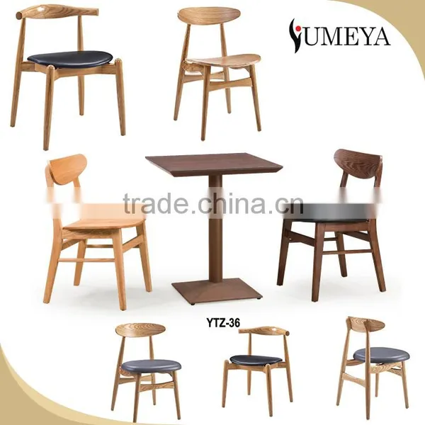 European Style Bistro Chair pu Leather Seat Solid Wood Modern Wood Chair photo-2