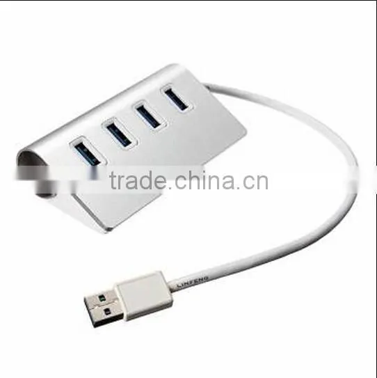 New Portable USB 3.0 4 Port Aluminum USB Splitter Hub With USB Cable photo-2