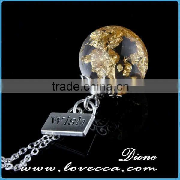 Newest Design Antique Women Style Most Fashion Resin Glass Ball Neckace Resin Flower Pendants photo-3