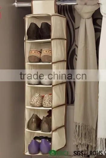 Six-Shelves Lightweight Hanging Shoe Organizer, Bedroom Foldable Hanging Shoe Clothes Storage Closet