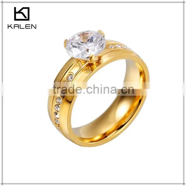 Fashion Wedding Yellow Gold Plated Silver Ring With Stone Designs photo-3
