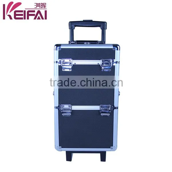 Customization Retractable Handle 4 Tiers Beauty Professional Makeup Case With Wheels photo-6