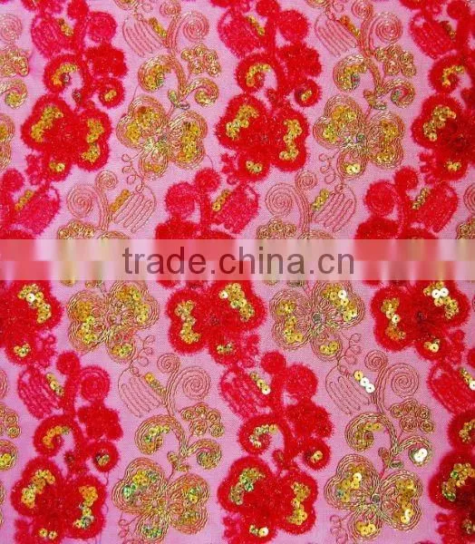 Ribbon and Spangle Embroidery Fabric