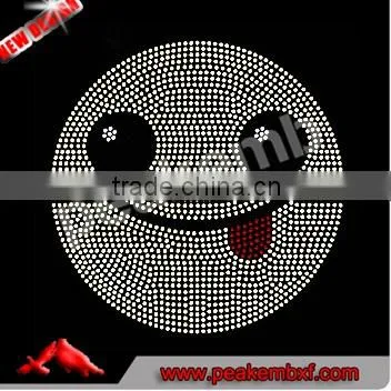 Smile DMC Rhinestones Smily Face Emoji Heat Transfers Wholesale for Kids Clothing photo-2