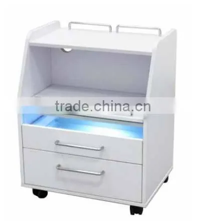 White Wooden UV Sterilization Beauty Nail Salon Trolley
