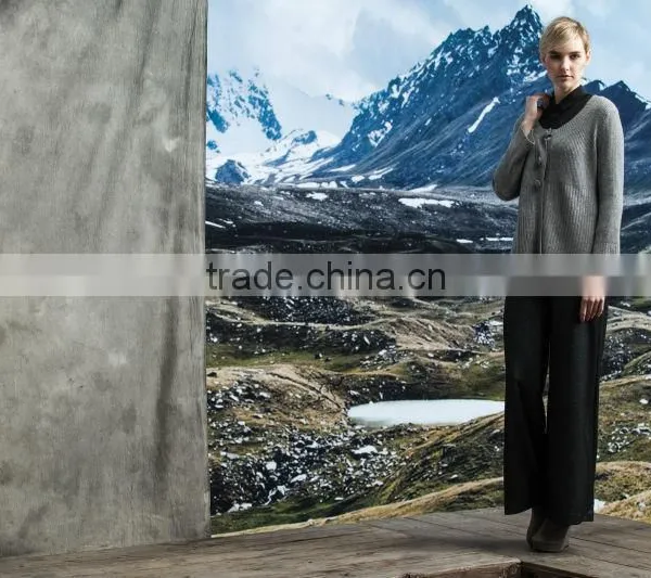 2014 New Fashion Women Knitting Pure Cashmere Round Neck Cardigan