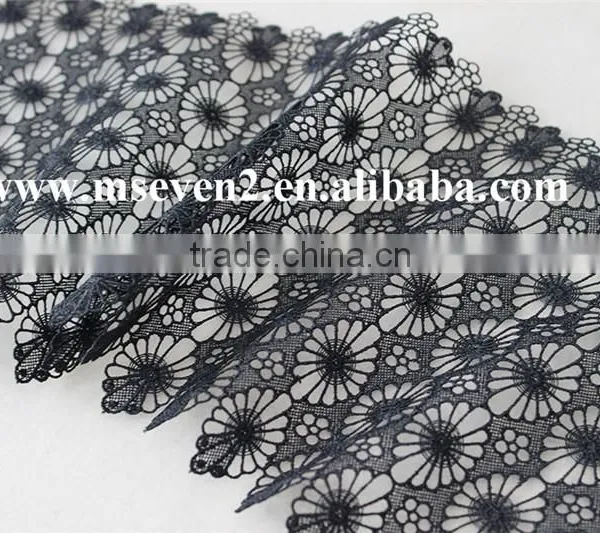 Black Color 20cm 100% Polyester Lace Trim Wholesale Flower Guipure Lace Trim Bridal Lace Trim for Dress photo-5