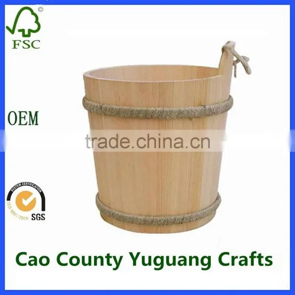 Flower Water Bucket Garden Wooden Rolling Garden Bucket