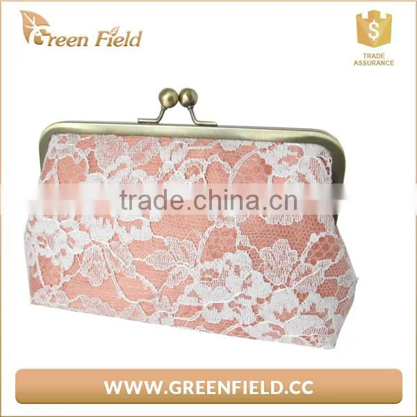 Popular Woven Pink Lace Lady Clutch Bag Dinner Party Handbag photo-4