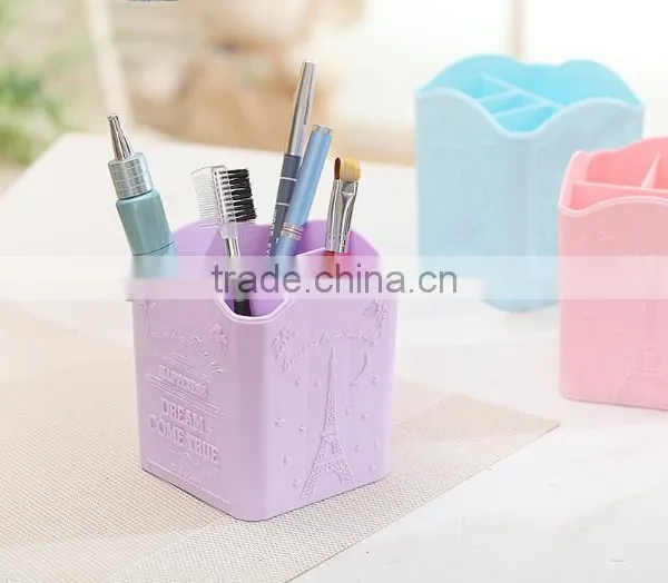 NEW Plastic Delicate 4 Compartment Colorful Barrel,pen Container for Study photo-6
