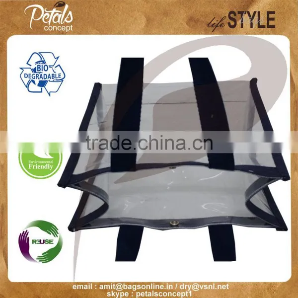 Clear Pvc See Through Jute Trimming Tote Bag With Cotton Web Handle photo-5