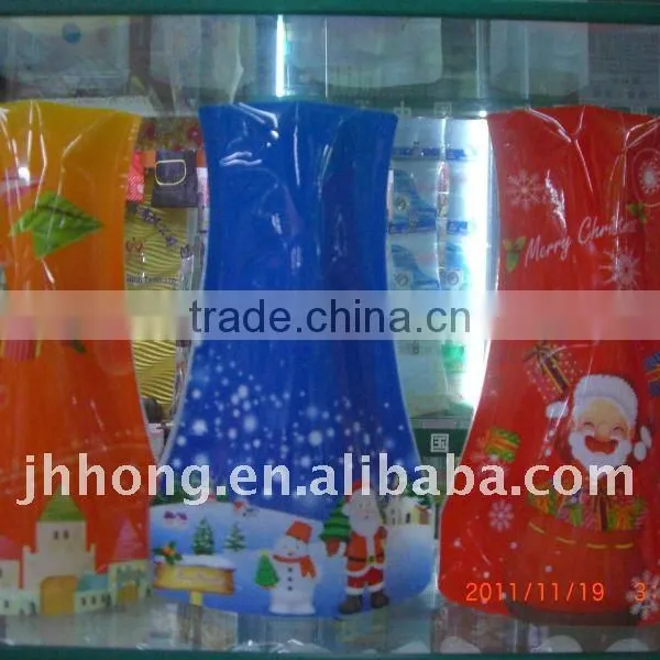 Reuseable flat foldable PVC vase