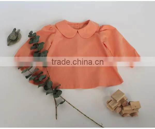 Yiwu Mingzhen Garment Shirt Linen Icing Girls Shirts Doll Collar Orange Shirt