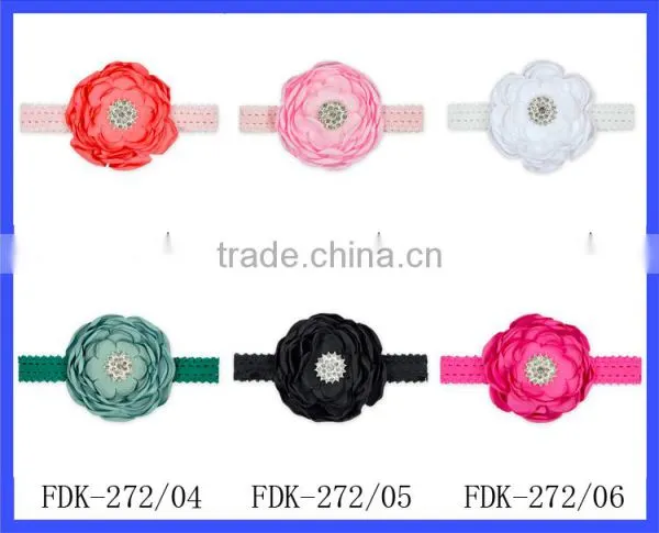 Wholesale Remake Photo Props Fabric Flashing Gray Bulk Flower With Diamond Newborn Baby Girl Elastic Strand Floral Headband photo-2