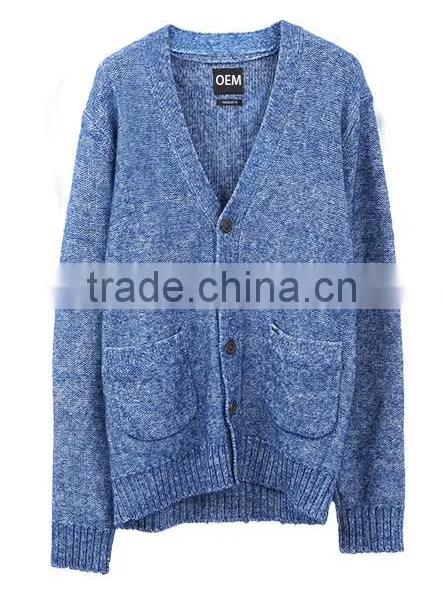 Hot 2017 Fashionable Best Price Long Sleeve Blue Sweater Men for Wholesale photo-3