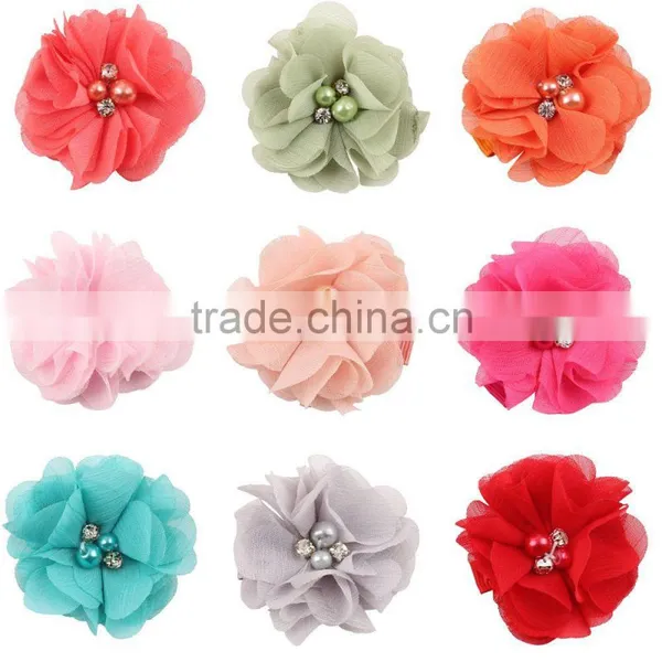 Handmade Pearl Rhinestone Flower Hairpin and Selling Foreign Trade for the 18 Color Optional Clip Flower photo-2