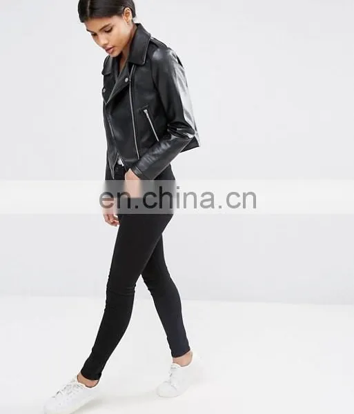 2017 Latest Fashion Women Motorcycle Short Leather Jackets photo-2