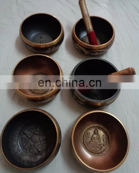 BRASS TIBETAN CARVED SINGING BOWLS 10 KGS PACK photo-2