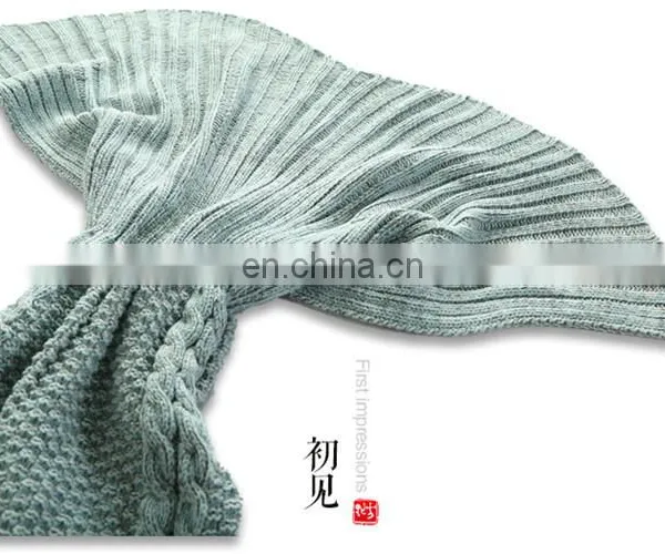 Handmade Crotched Mermaid Charming Colorful Tail Blanket Adult Kids Knit Throw Bed Wrap Blanket photo-6