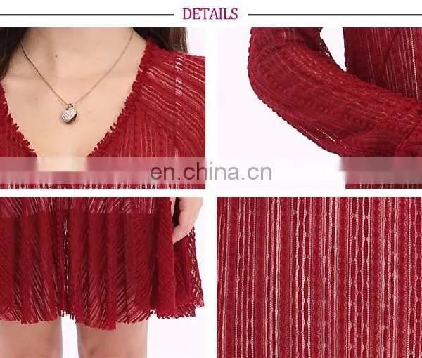 2017 New Full Sexy Burgundy Color Lace Party Dress for Mature Woman photo-6