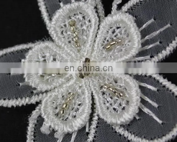 100%polyester Beaded Flower Lace Trim for Decorative photo-6