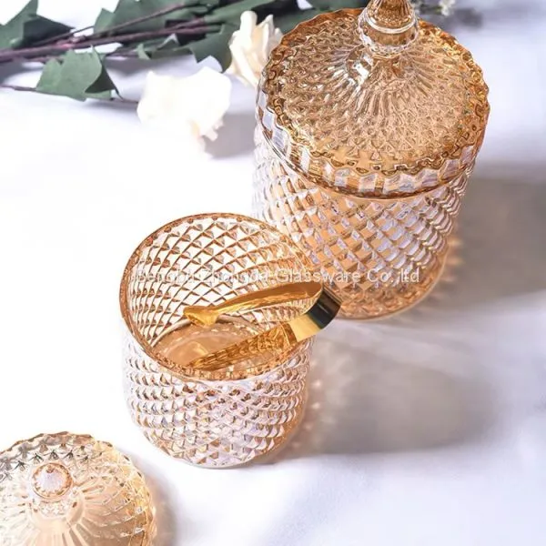 Colored Plating Transparent Glass Sugar Bowl Candy Jar Storage Jar Wedding Candy Cup photo-4