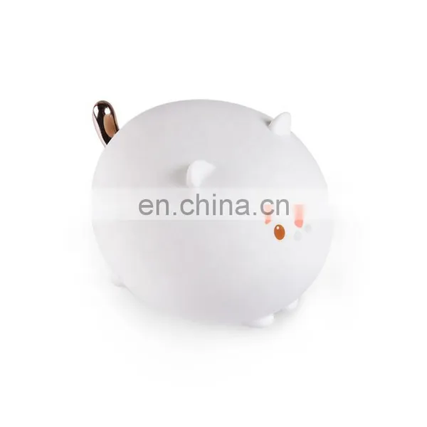 2021 Hot Sell Kid Night Light Rechargeable Led Baby Cat Animal Cartoon Silicone Night Lamp With 7 Colors photo-2
