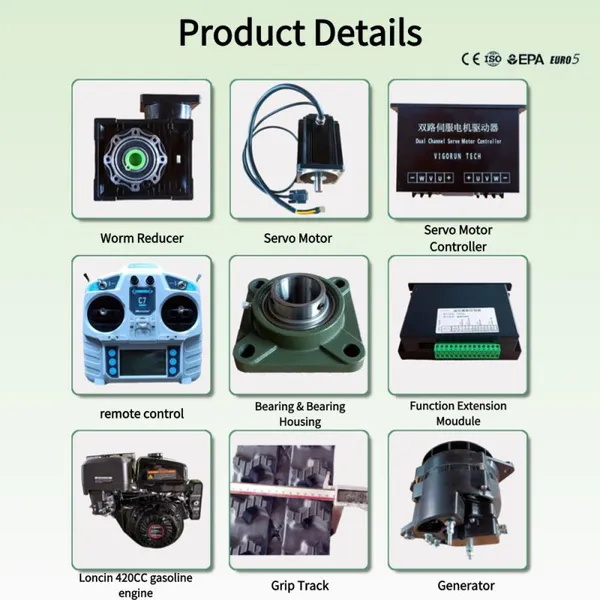 Vigorun Green Remote Control Hammer Flail Mower Servo Control 800mm Working Width Robot Mower Factory photo-4
