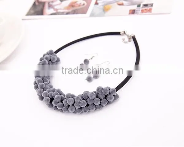 Wholesale New Arriva Personality Statement Jewelry Set Warm Plush Leather Chain Necklace Set photo-2