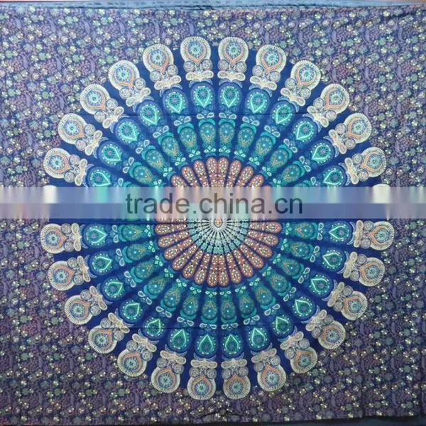 New Arrival Mandala Round Printed Bedsheet Boho Bohemian Cotton Bedspread Wall Hanging photo-2