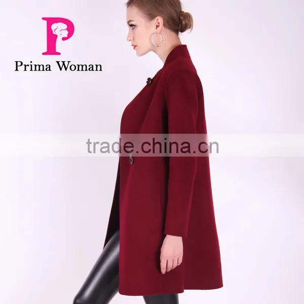 Spring Fashion Lapel Women Medium Length Slim Fit Wool Coat photo-4