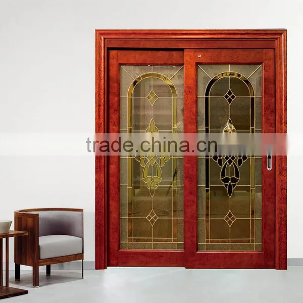 Equal Double Leaf Birch Solid Wood Glass Corridor Door photo-2