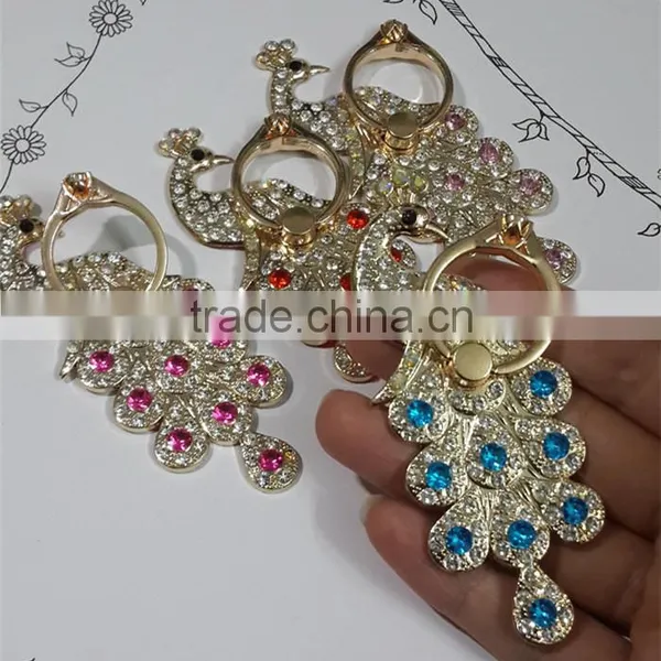 Ring Holder Smart Ring Stand Metal Rhinestone Peacock photo-2