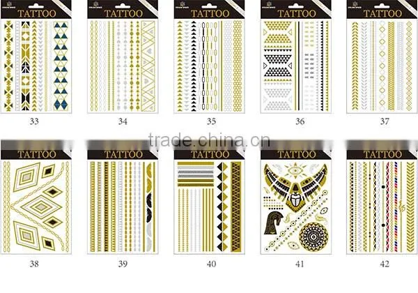 Metallic Gold Silver Black Jewelry Temporary Bling Tattoo photo-5