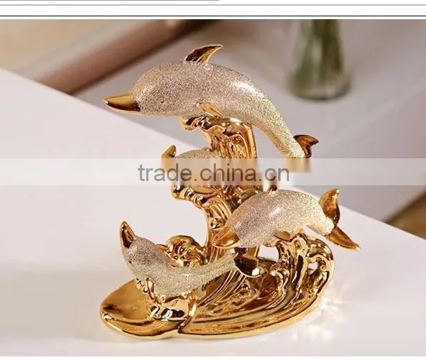 2016 Wholesale Ceramic Gold-plated Dolphin Luxury Home Decor photo-4