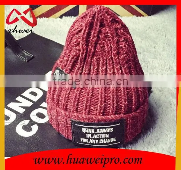 Branded Long Knitted Beanie Hat Woolen Plain Beanie Cap Wholesale photo-5