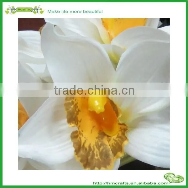 Factory Customized Top Sell Cheap Bride Wedding Bouquets Artificial Silk Cymbidium Flowers photo-2