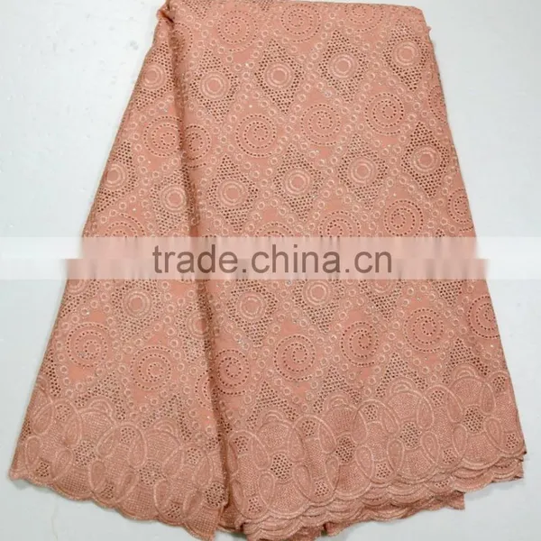 Latest Lace 2015 Embroidered Cotton Voile Fabric Royal Blue Swiss Cotton Lace Fabric photo-5