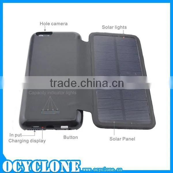 For IPhone 6 Extended Battery Charger Solar Leather Flip Battery Case