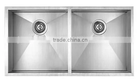 Zero Radius Handmade Stainless Steel Sink 32" x 19" x 10" Double Bowls (cUPC Approved,very Competitive Price!) photo-3