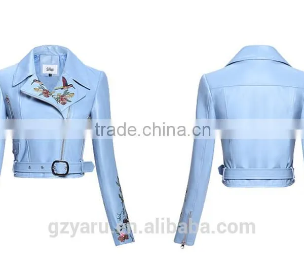 Latest Fashionable Ladies Embroidered Real Leather Jackets Short Wool Coat Girlfriends Best Gifts photo-3