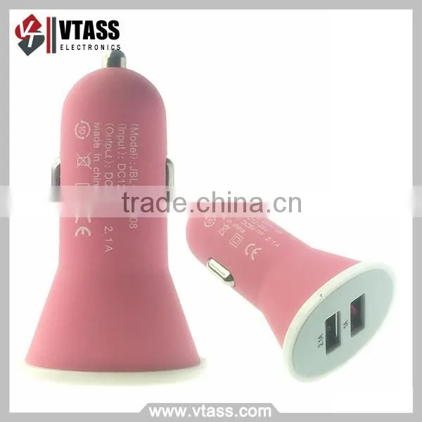 Matte Dual 2 Port USB Car Charger for Apple Iphone 5 IPad 2 IPhone 3G 3GS 4g USB Car Charger USB 5V 2.1A 2100M
